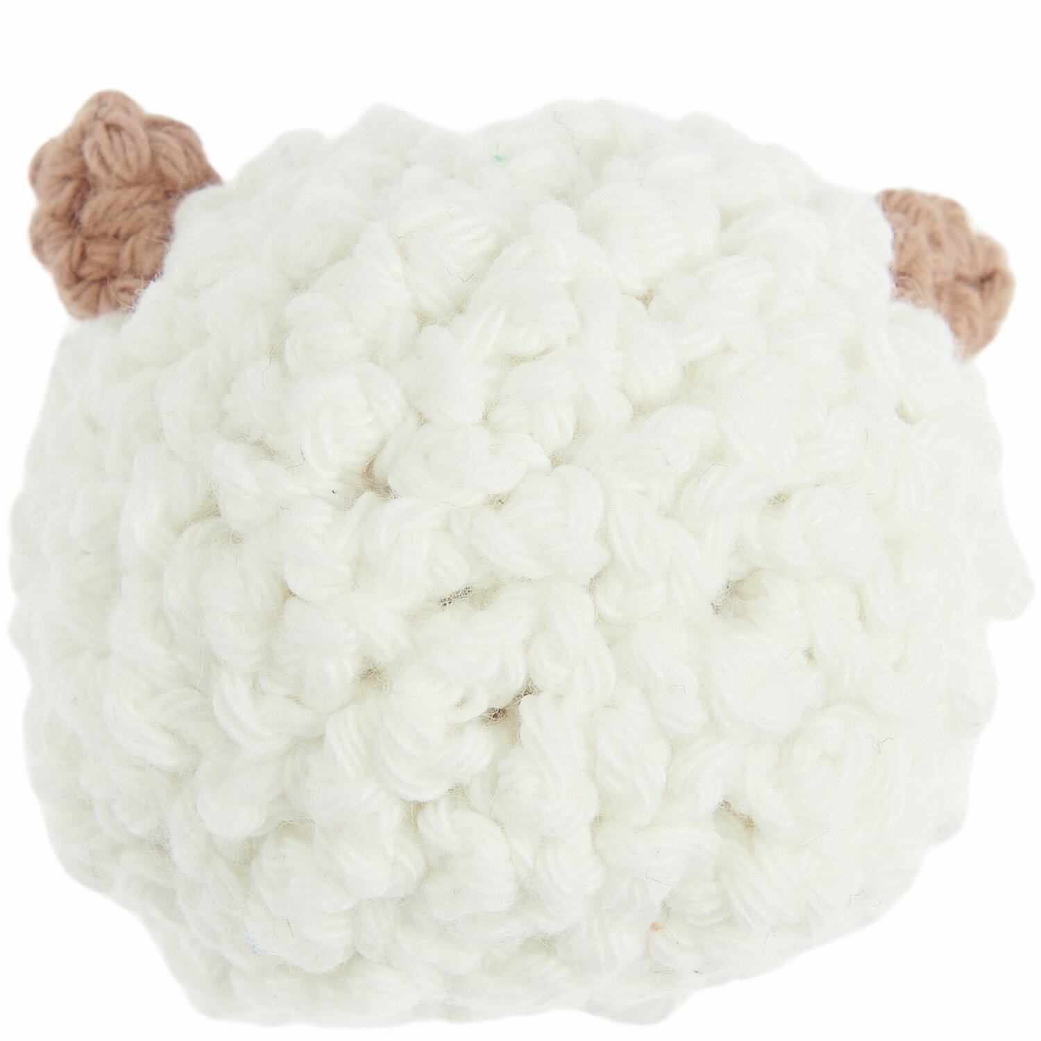 Ricorumi Häkelset Schlüsselanhänger - Chingu Animals, weiße gehäkelte Kugel mit braunen Ohren, ideal für kreative DIY-Projekte.