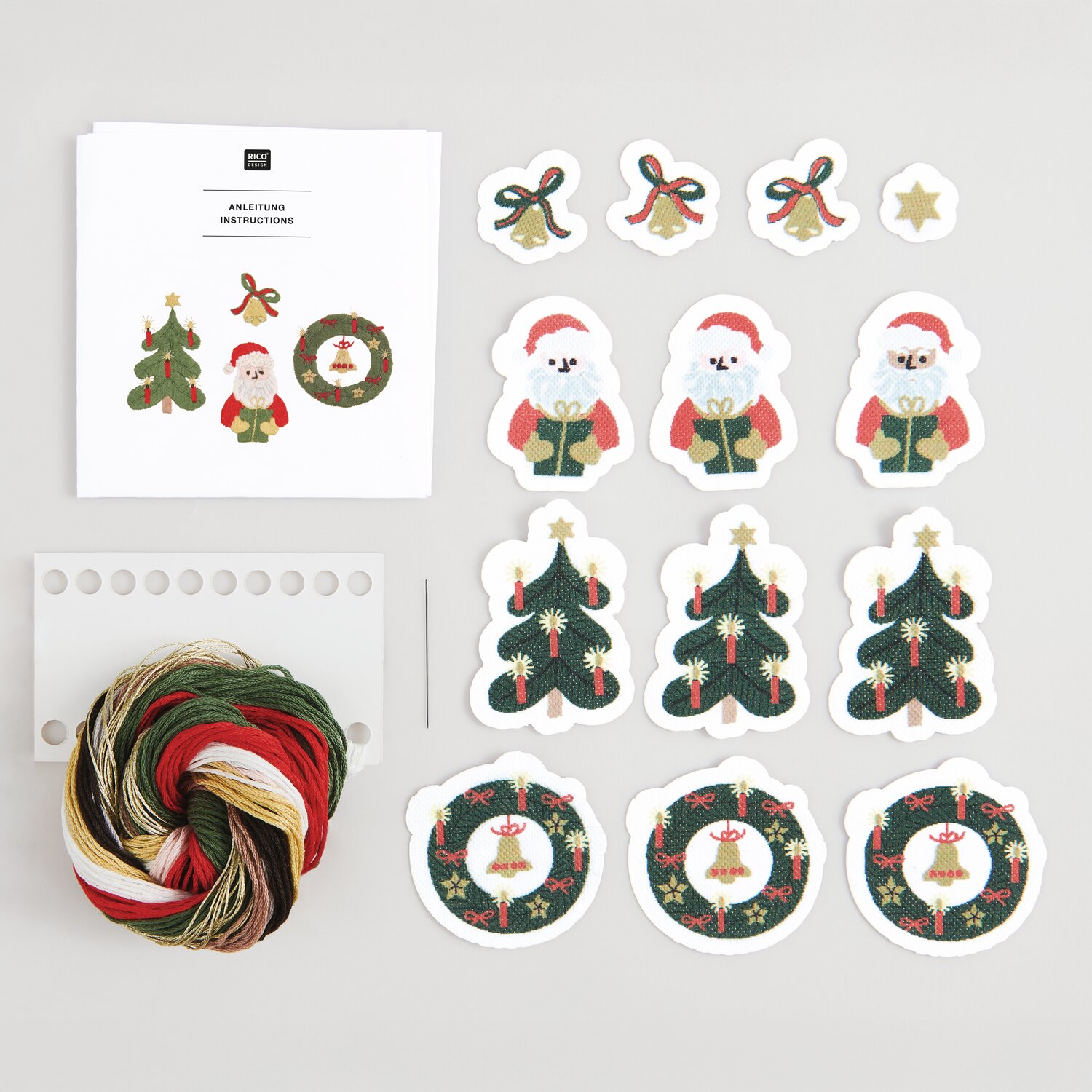 Stick & Stitch Stickpackung Weihnachtsmann 13 Stück von Rico Design