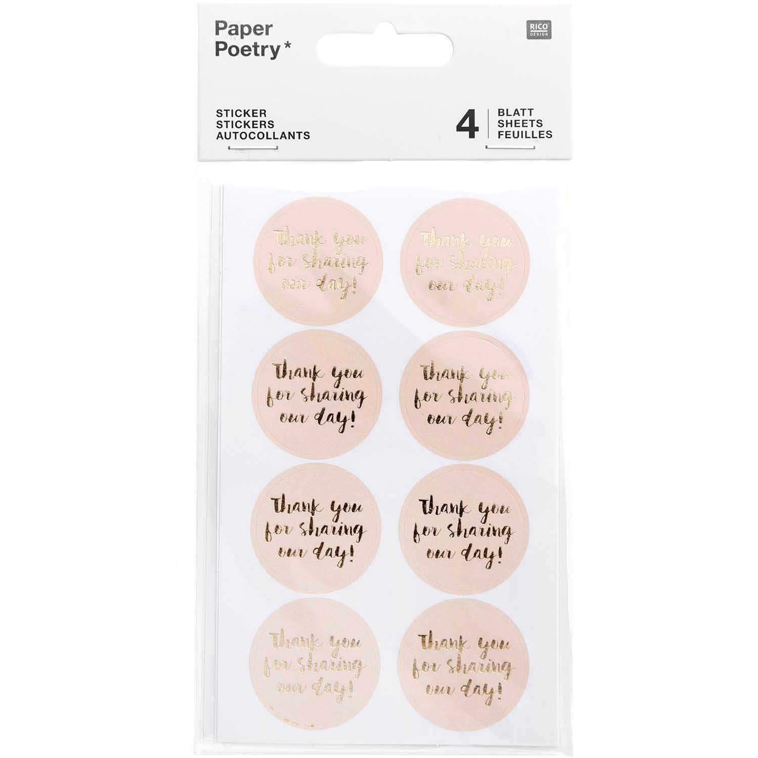 Paper Poetry Sticker Thank you for sharing our day puder 4 Blatt Paper Poetry Sticker Thank you for sharing our day puder 4 Blatt