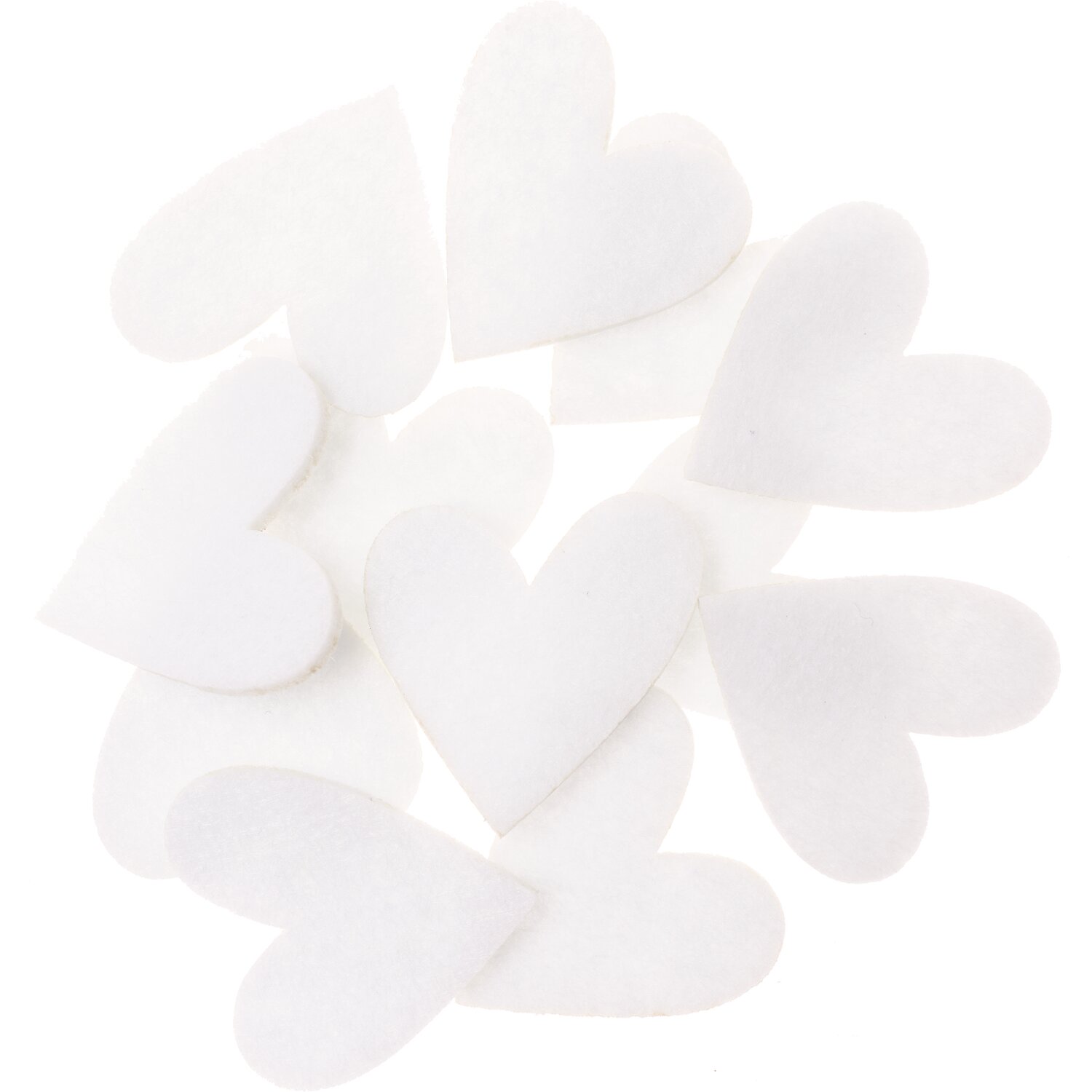 Filzstreu Herz 12 Stück, weiße Herzen von Rico Design, ideal für Dekorationen und Bastelprojekte.