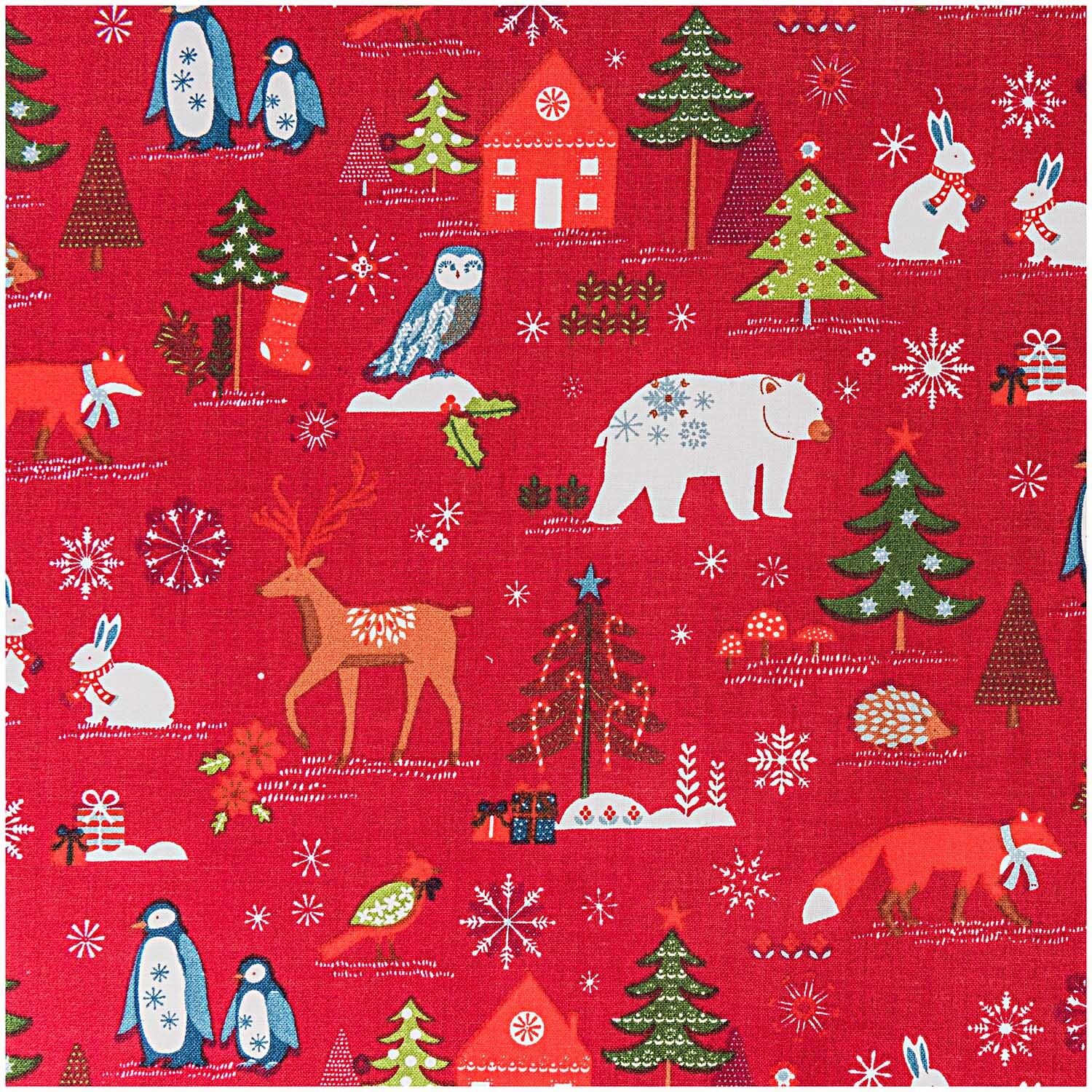 Stoff Winterimpressionen rot 50x140cm Stoff Winterimpressionen rot 50x140cm