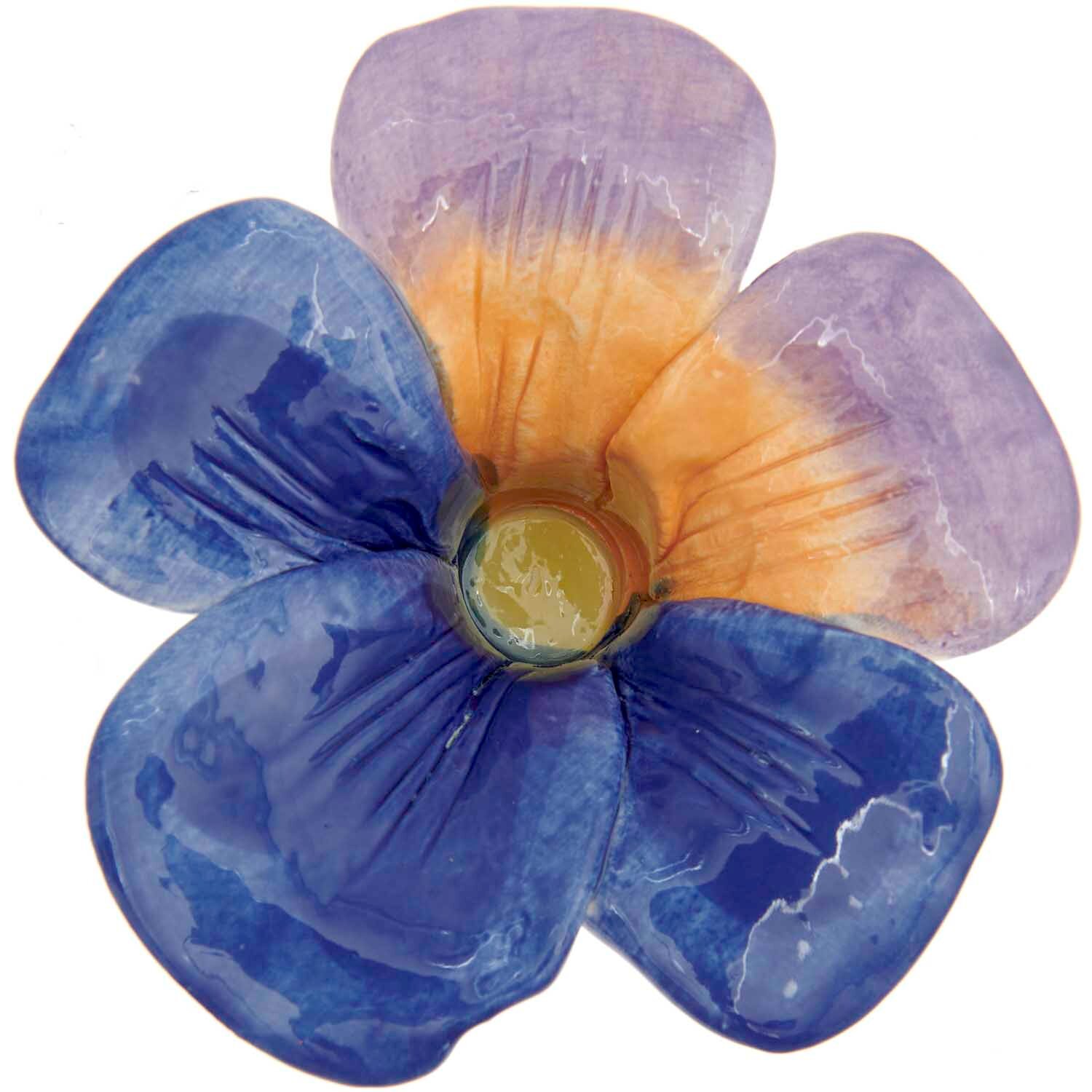 Keramik-Kerzenhalter Stiefmütterchen Ø11x5,5cm Farbe Dunkelblau von Rico Design