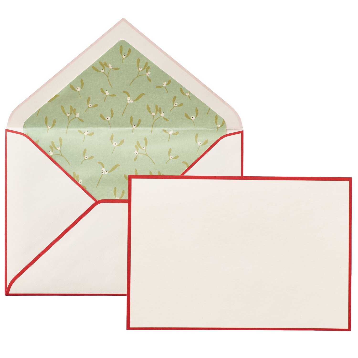 Premium Kartenset Creme Mistelzweige Farbe Rot von Rico Design