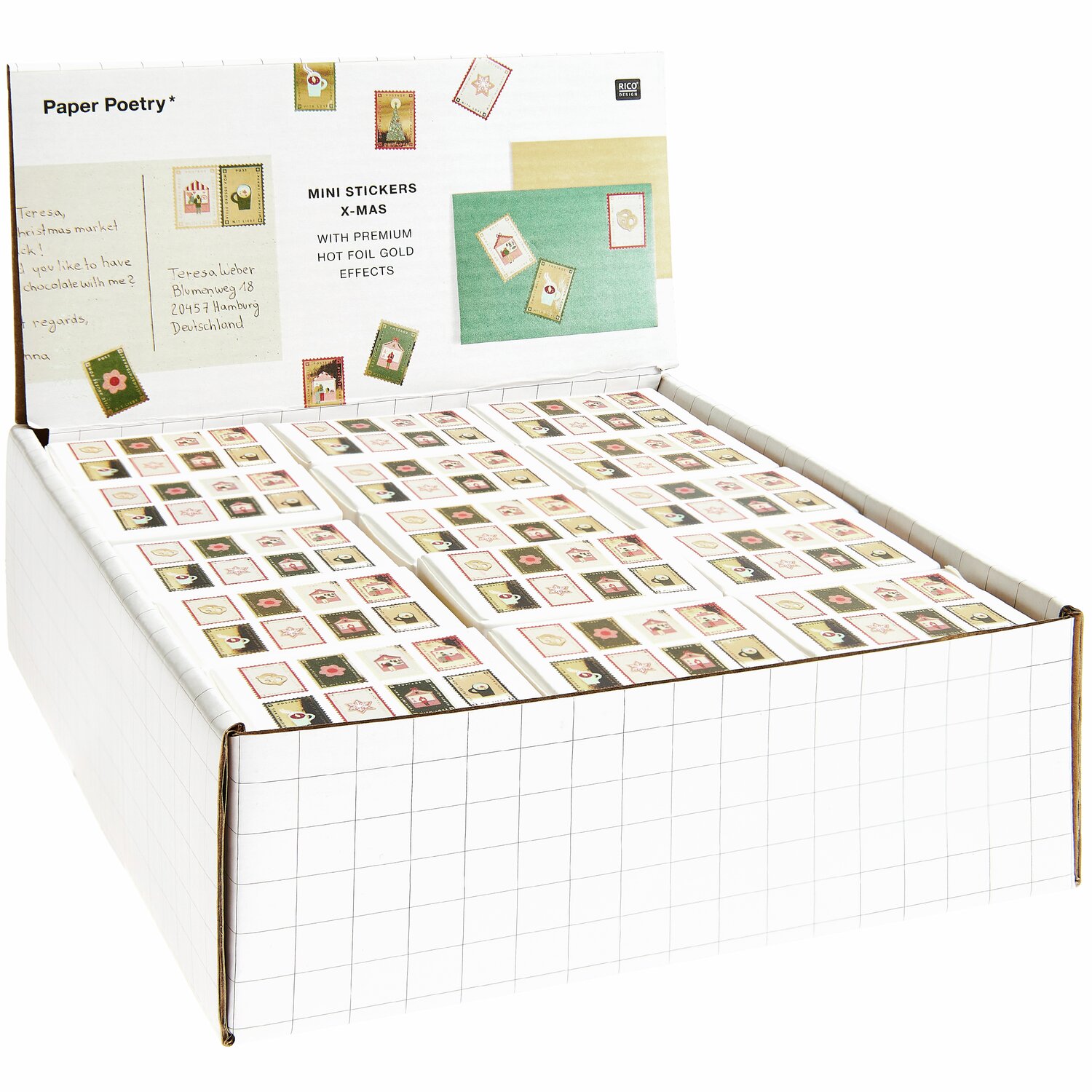 Paper Poetry Mini-Sticker Weihnachtsmarkt Briefmarken 120-teilig von Rico Design