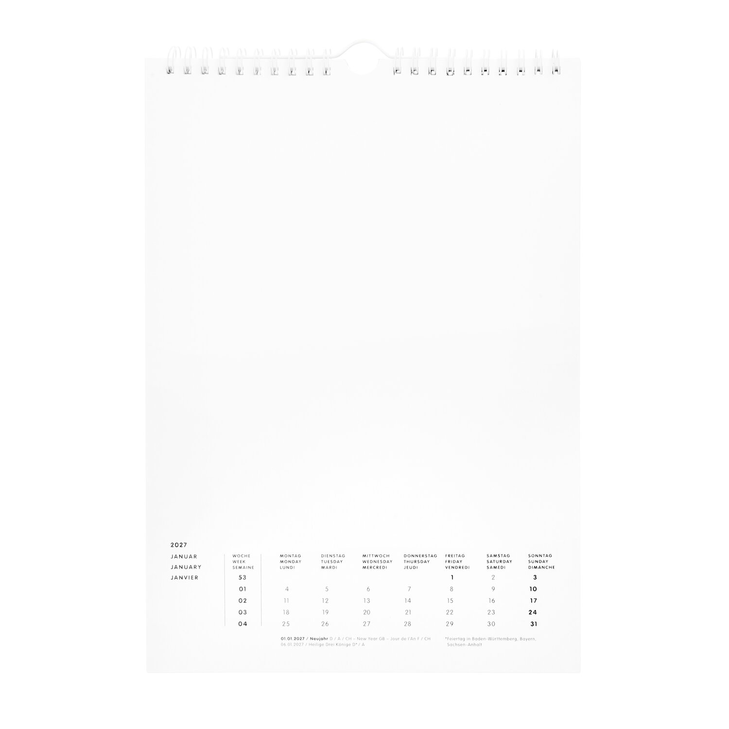 Paper Poetry Bastelkalender 2027 A4 Farbe weiß von Rico Design