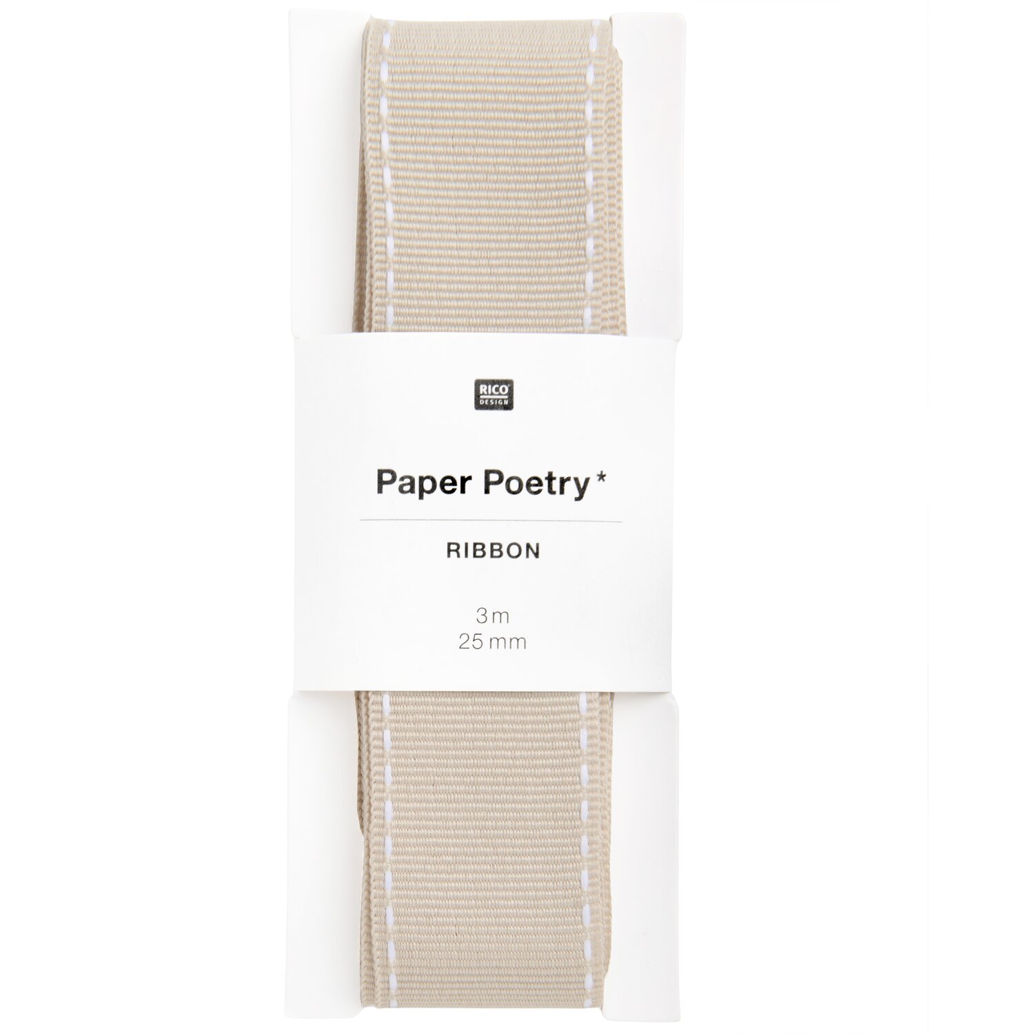 Paper Poetry Webband mit Naht Beige/Weiß 25mmx3m von Rico Design