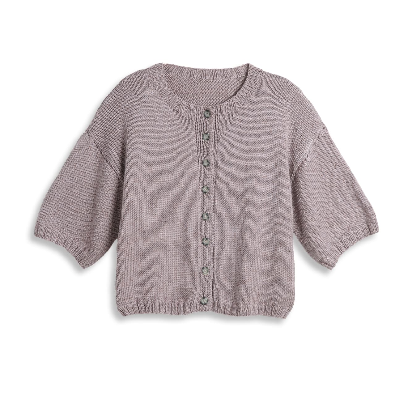 Gestrickte Jacke mit Kurzarm und Knopfleiste 