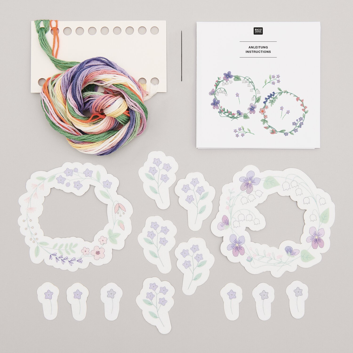 Stick & Stitch Packung Blumenkränze XL 13 Stück von Rico Design