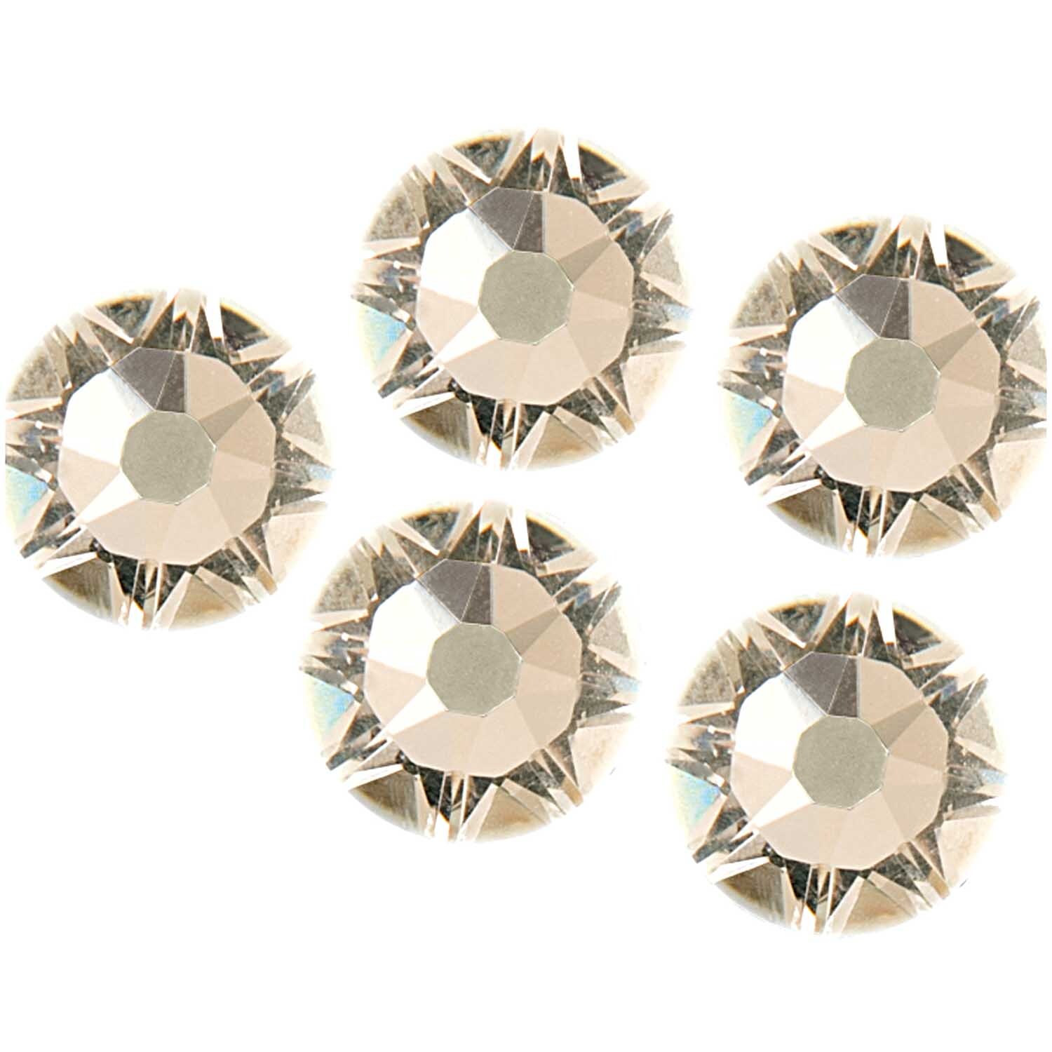 Klebesteine crystal 6mm 5 Stück von Rico Design, funkelnde runde Steine in klarer Optik auf weißem Hintergrund.