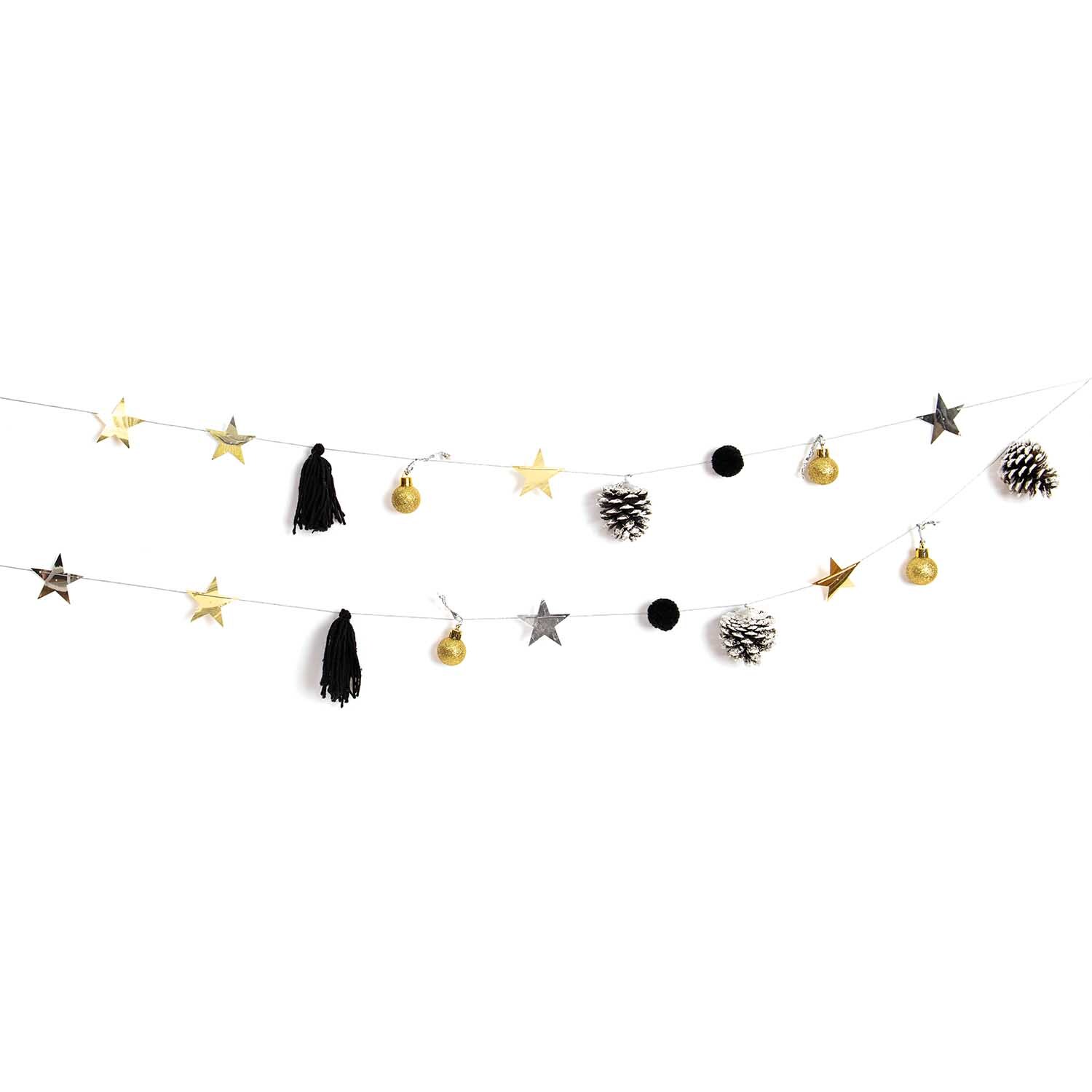 Quasten-Girlande gold-schwarz 2,2m Quasten-Girlande gold-schwarz 2,2m