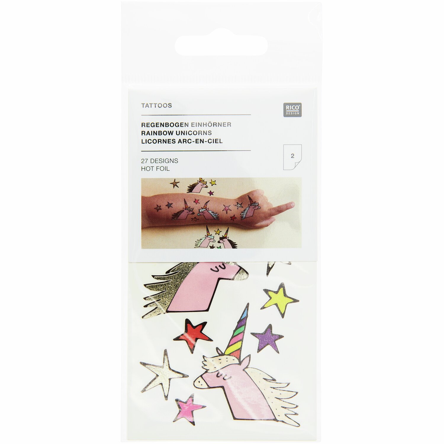 Tattoos Rainbow Unicorns 27-teilig von Rico Design