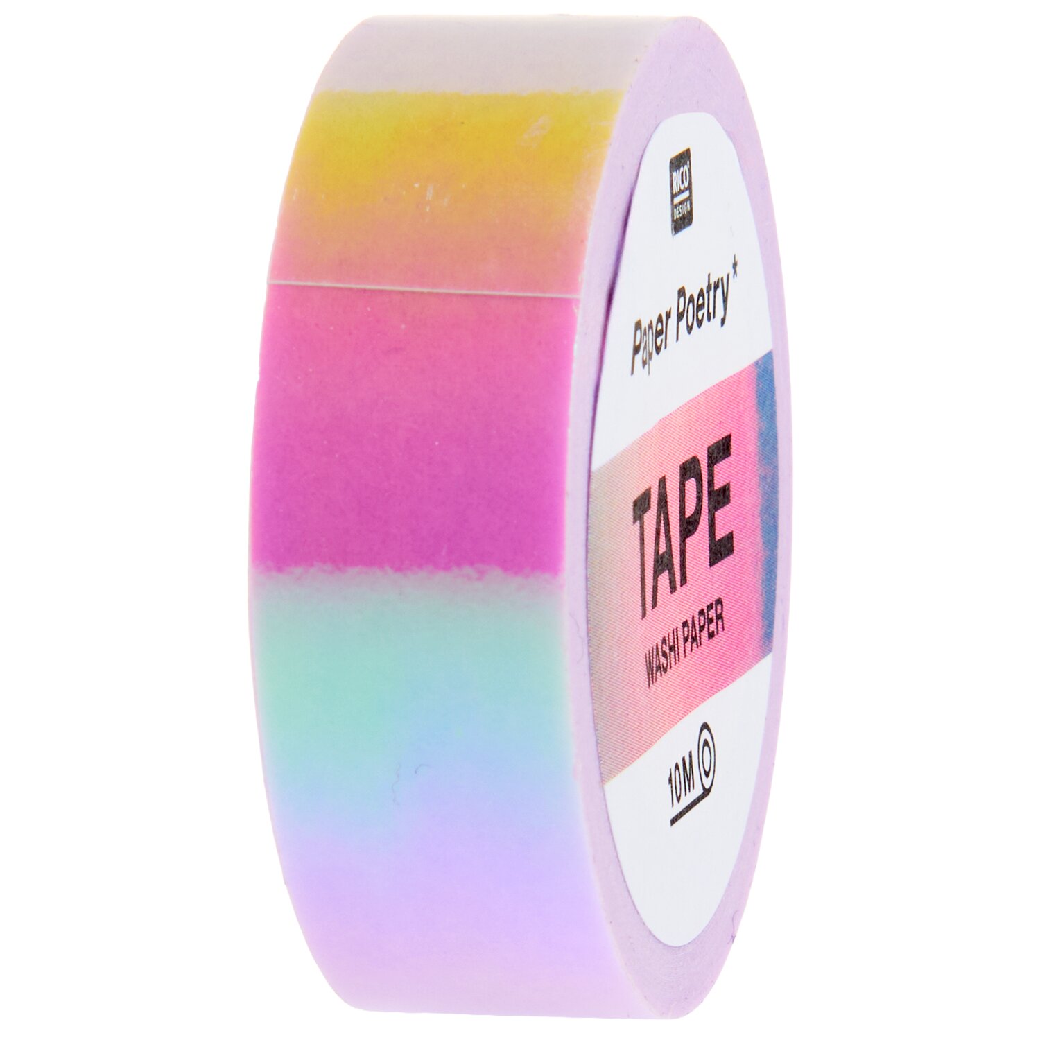 Paper Poetry Tape irisierend 15mm 10m, dekoratives Washi-Tape von Rico Design in mehrfarbigem Pastellverlauf, ideal für kreatives Gestalten und Scrapbooking
