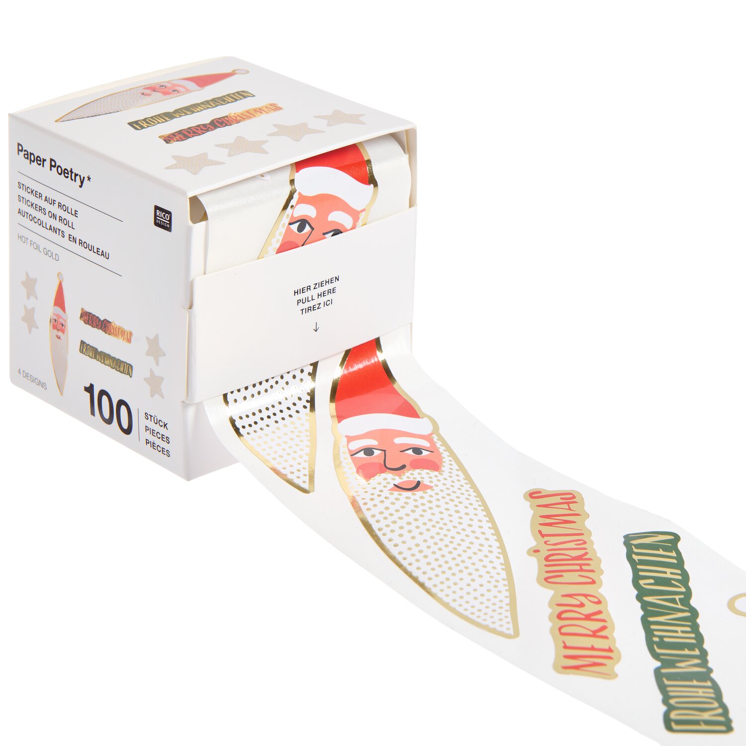 Paper Poetry Sticker auf Rolle Advent Weihnachtsmann 100 Stück von Rico Design