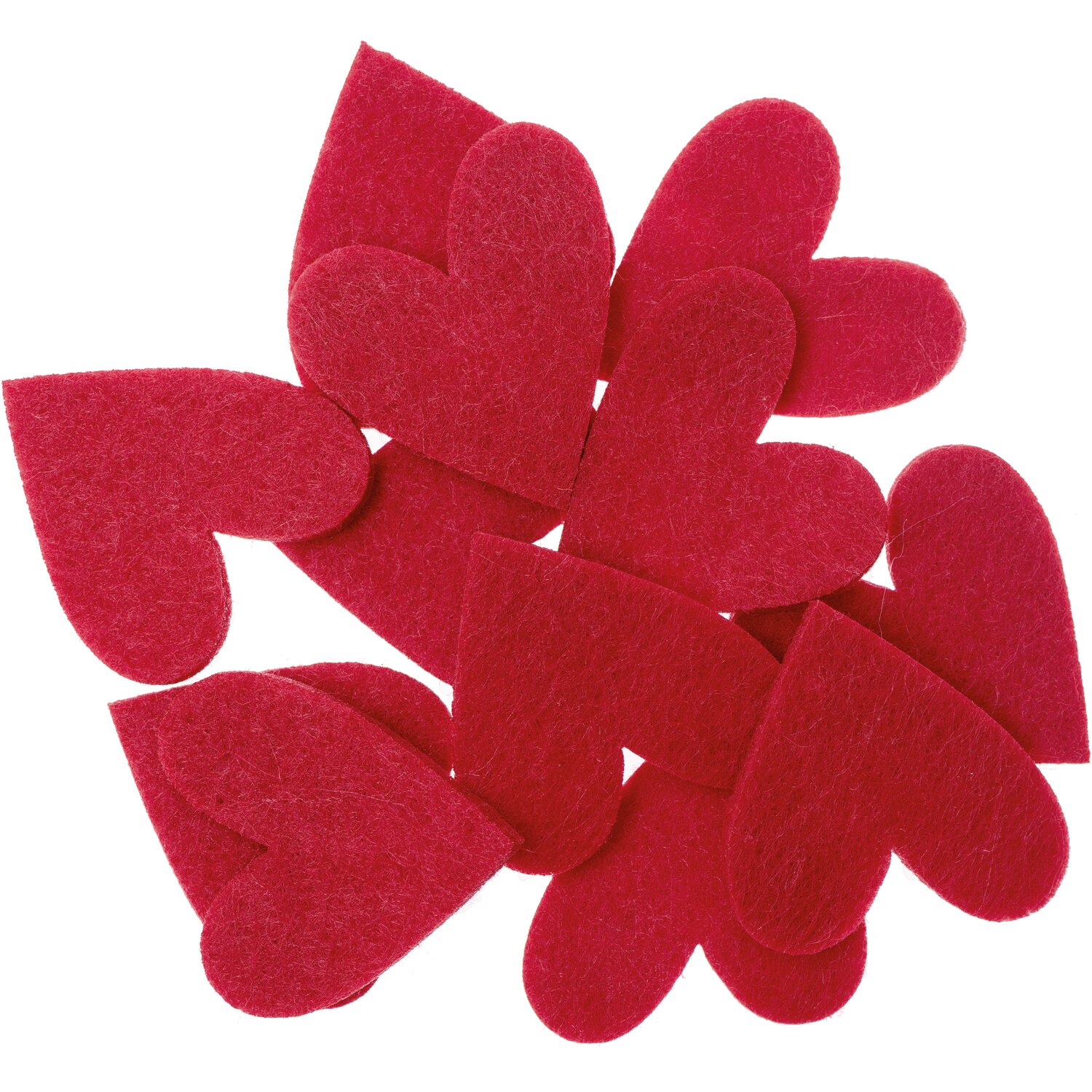 Filzstreu Herz 12 Stück: Rote Filzherzen von Rico Design, ideal für Dekorationen und Bastelprojekte.