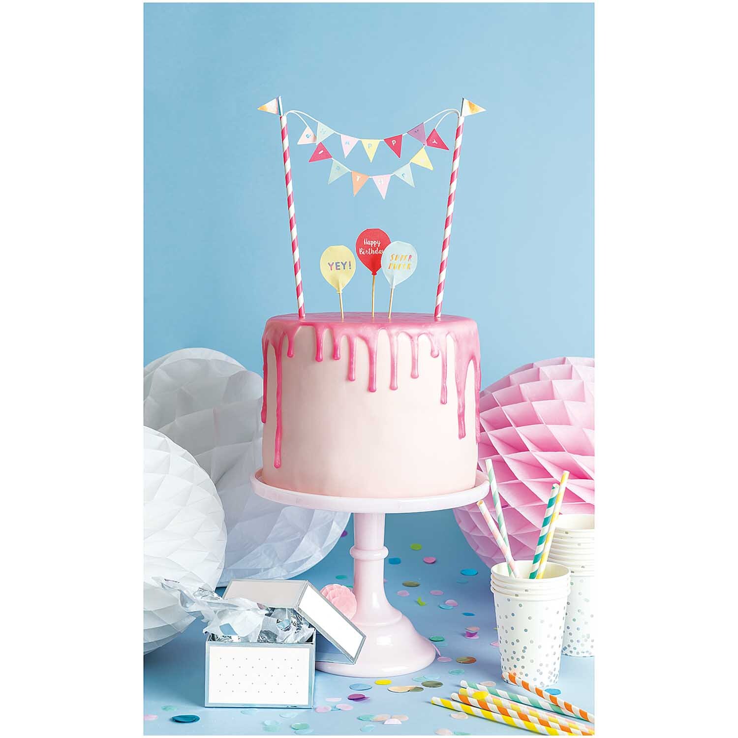 Kuchendekoration Happy Birthday pastell Kuchendekoration Happy Birthday pastell