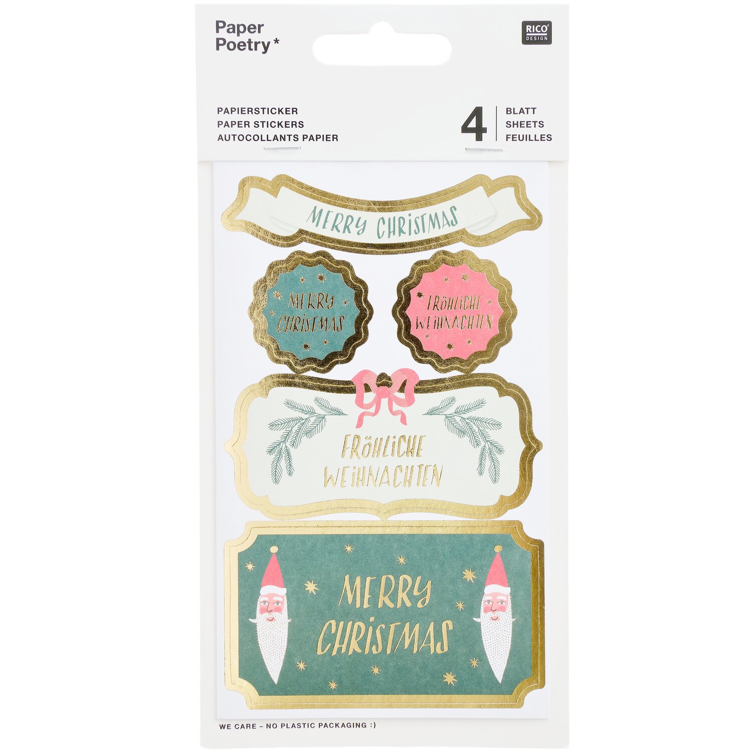 Paper Poetry Papiersticker Advent Merry Christmas 4 Bögen von Rico Design