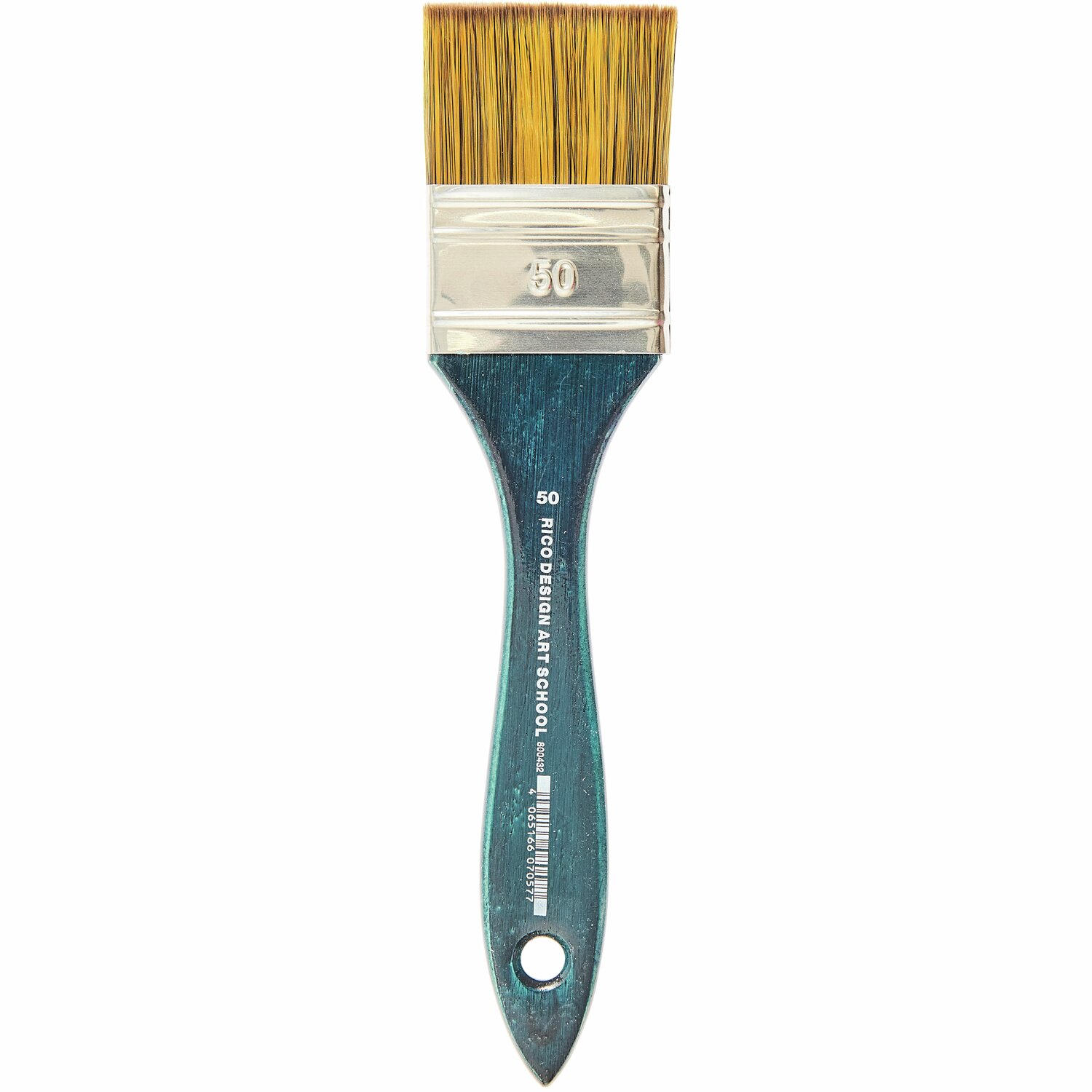 Art School Acryl Synthetic Grundierpinsel, Gr.50, von Rico Design. Blauer Griff, gelbe Borsten. Ideal für präzises Grundieren.