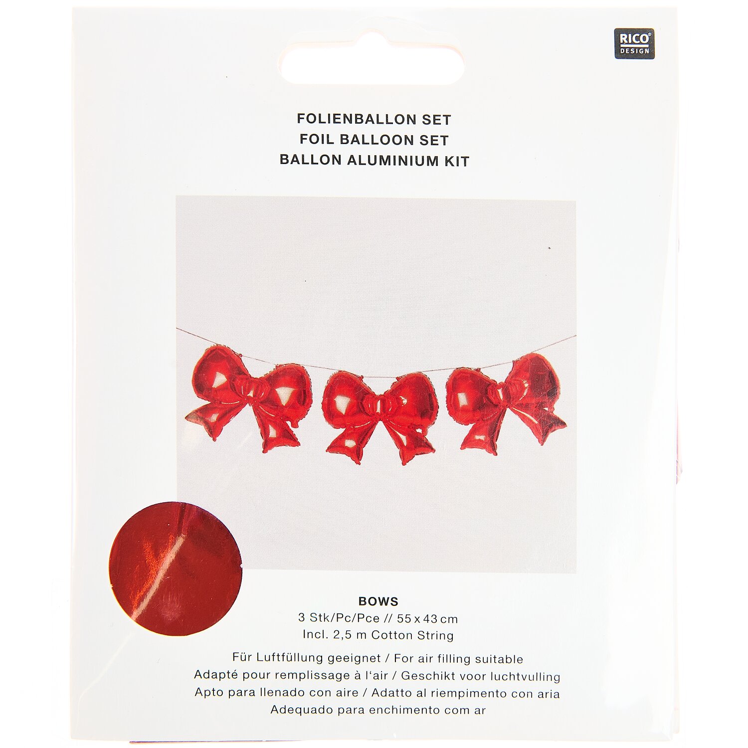 Folienballon Set Advent Schleifen Rot 3 Stück von Rico Design