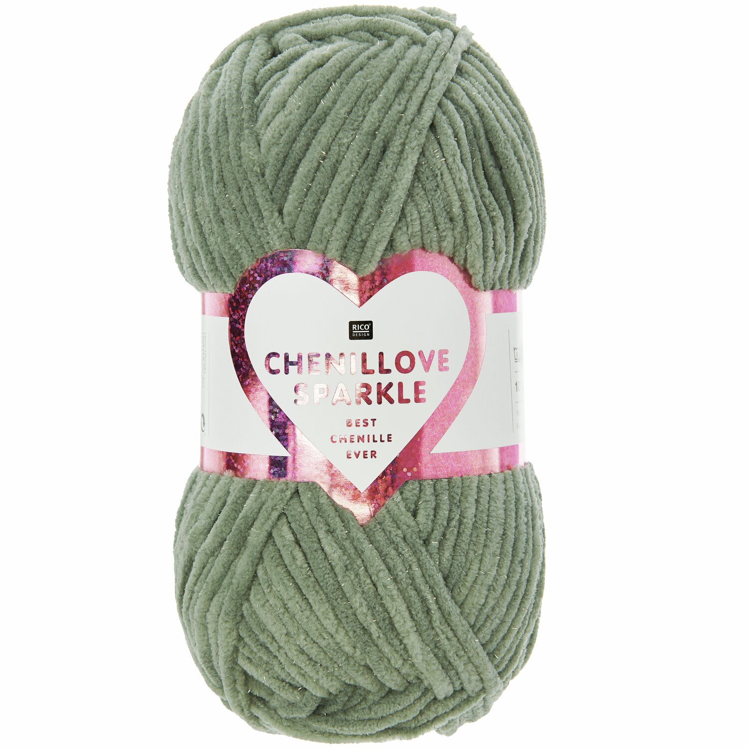 Creative Chenillove Sparkle, weiches Garn in Salbei, 100g 110m, ideal für Strickprojekte.
