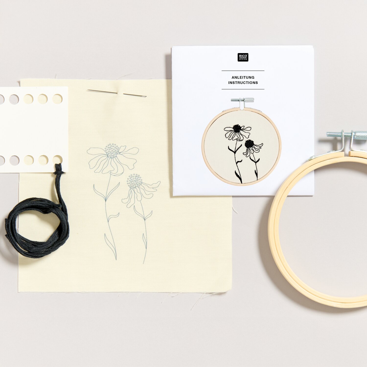 Stickpackung Vorgezeichnet Echinacea Ø10cm von Rico Design