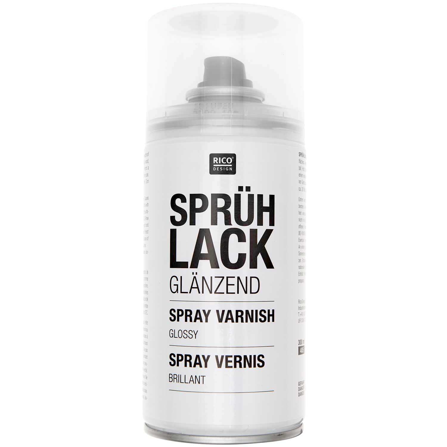 Sprühlack glänzend 300 ml von Rico Design, transparent glänzend, ideal für kreative Projekte.