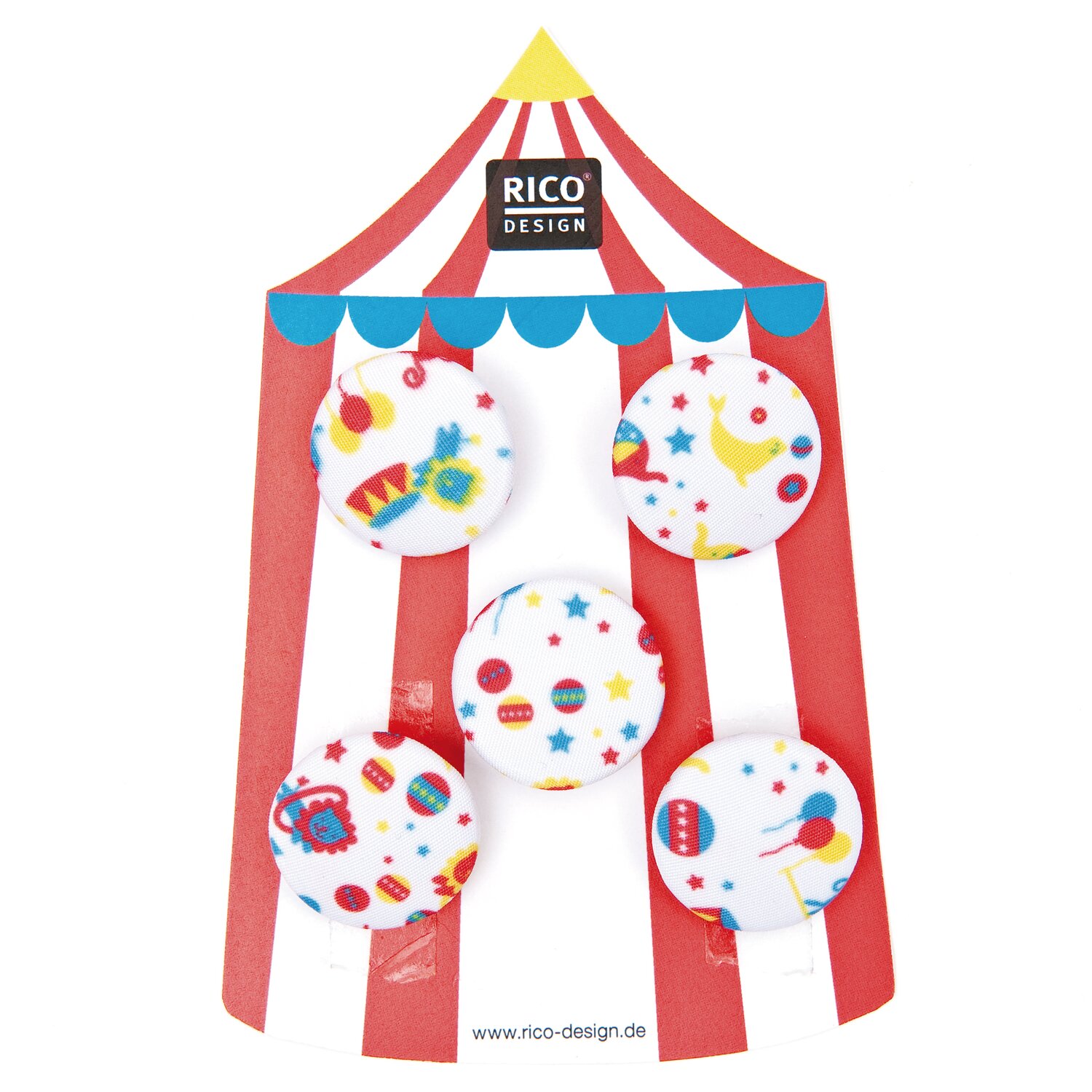 Knöpfe Zirkus Weiß 2,5cm 5 Stück von Rico Design
