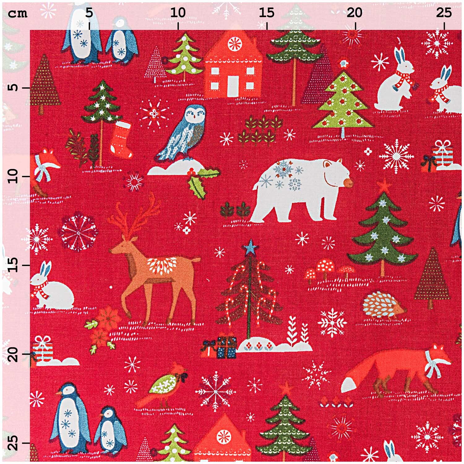 Stoff Winterimpressionen rot 50x140cm Stoff Winterimpressionen rot 50x140cm