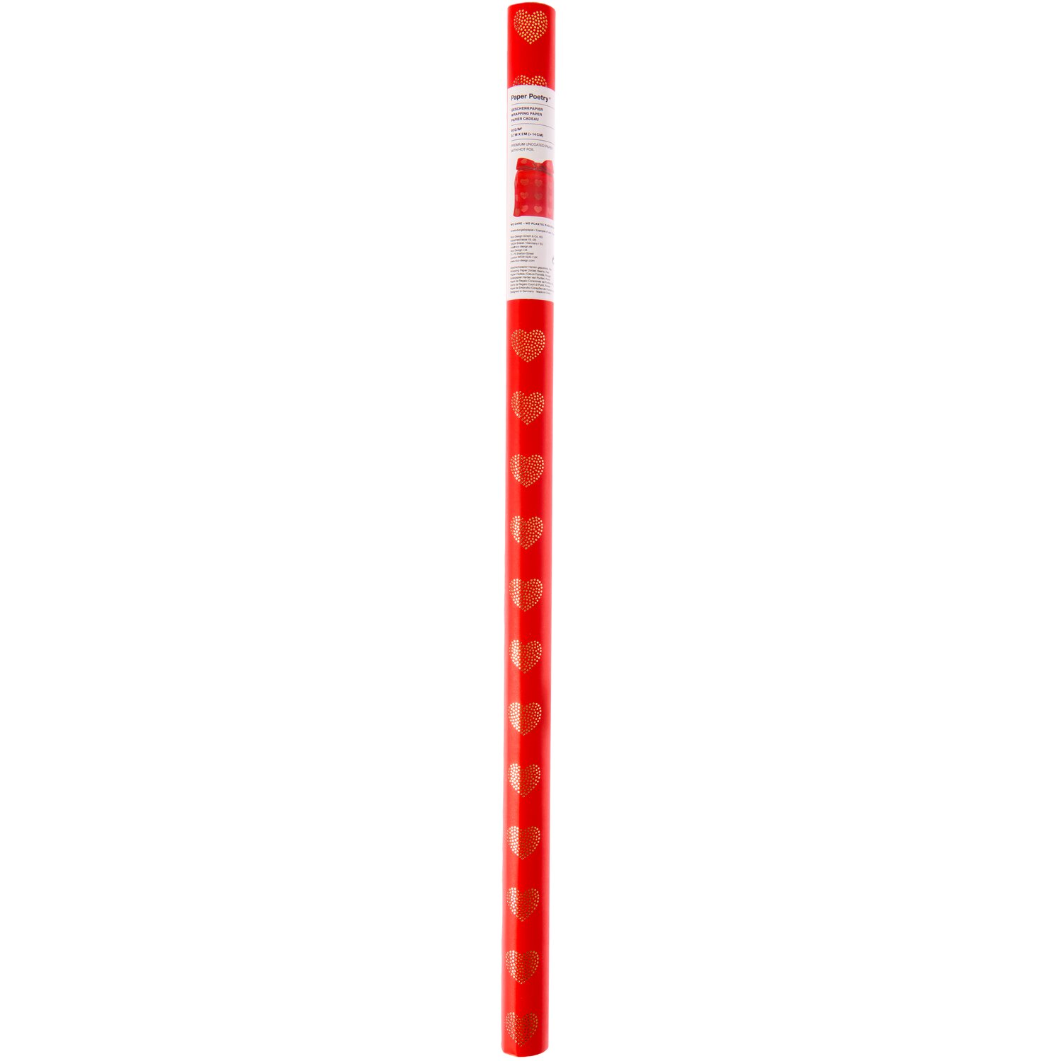 Paper Poetry Geschenkpapier Advent Herzen gepunktet Rot 0,7x2m von Rico Design