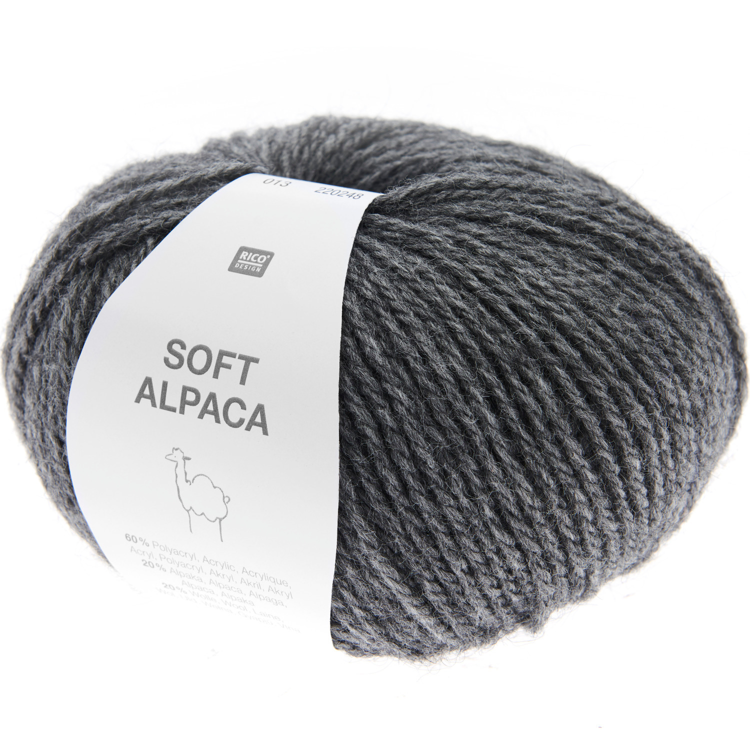 Strickset Pullover Modell 01 aus Made by Me No. 21 von Rico Design Soft Alpaca Strickset Socken Modell 29 aus Die Neue Masche No. 11, anthrazitfarbene Wolle von Rico Design, 50g Knäuel mit 125m Länge.
