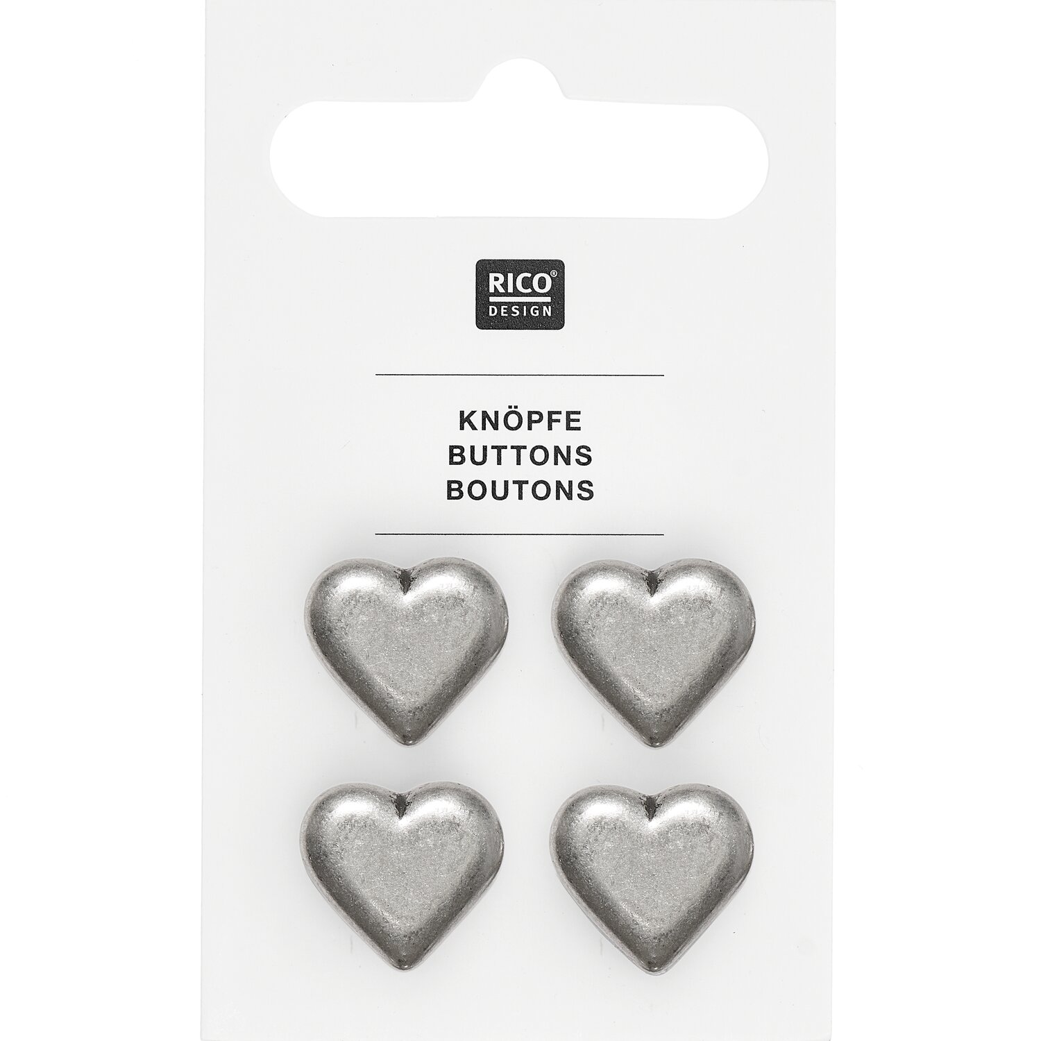 Trachtenknöpfe Herz 14x13mm 4 Stück von Rico Design