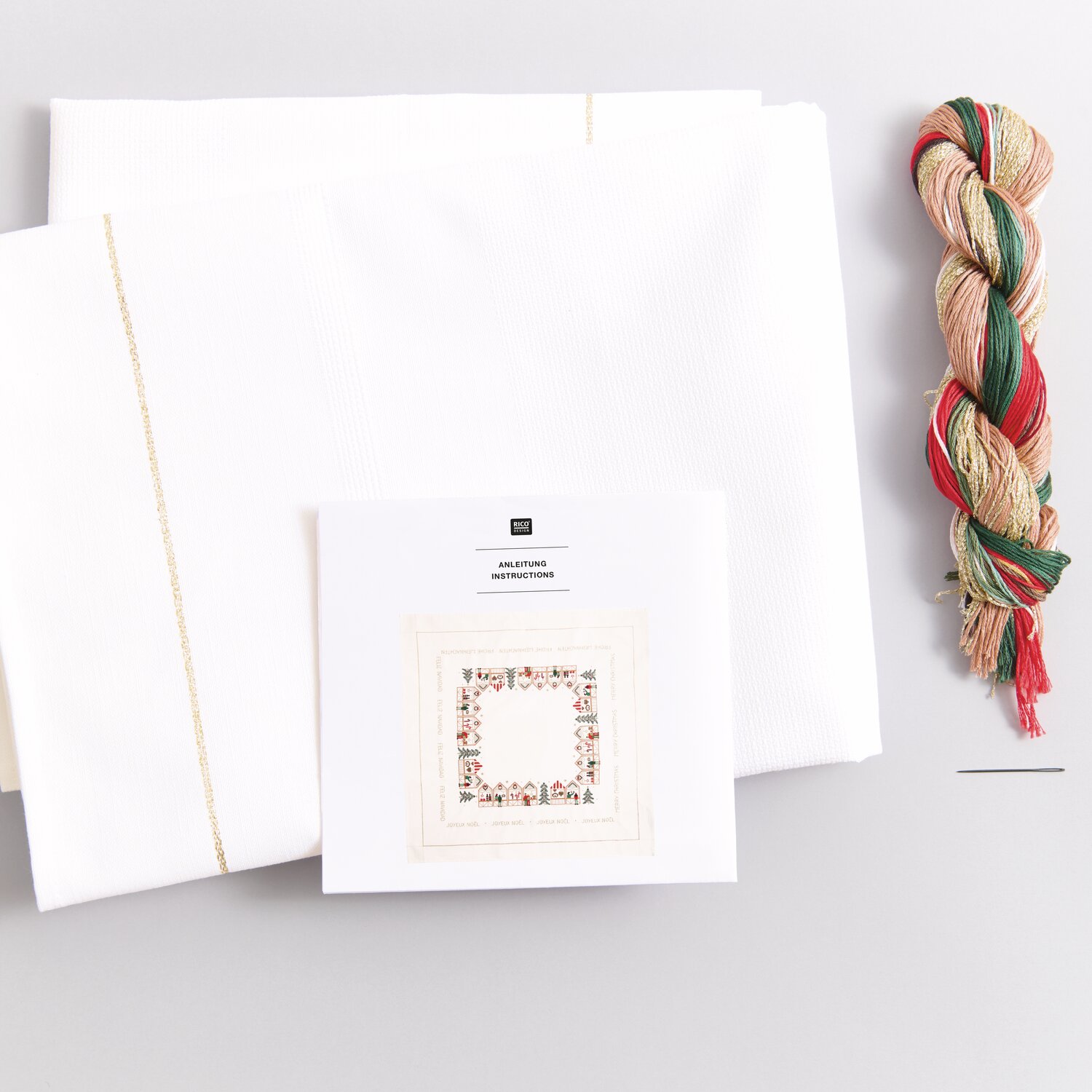 Stickpackung Tischdecke Weihnachtsmarkt 90x90cm von Rico Design