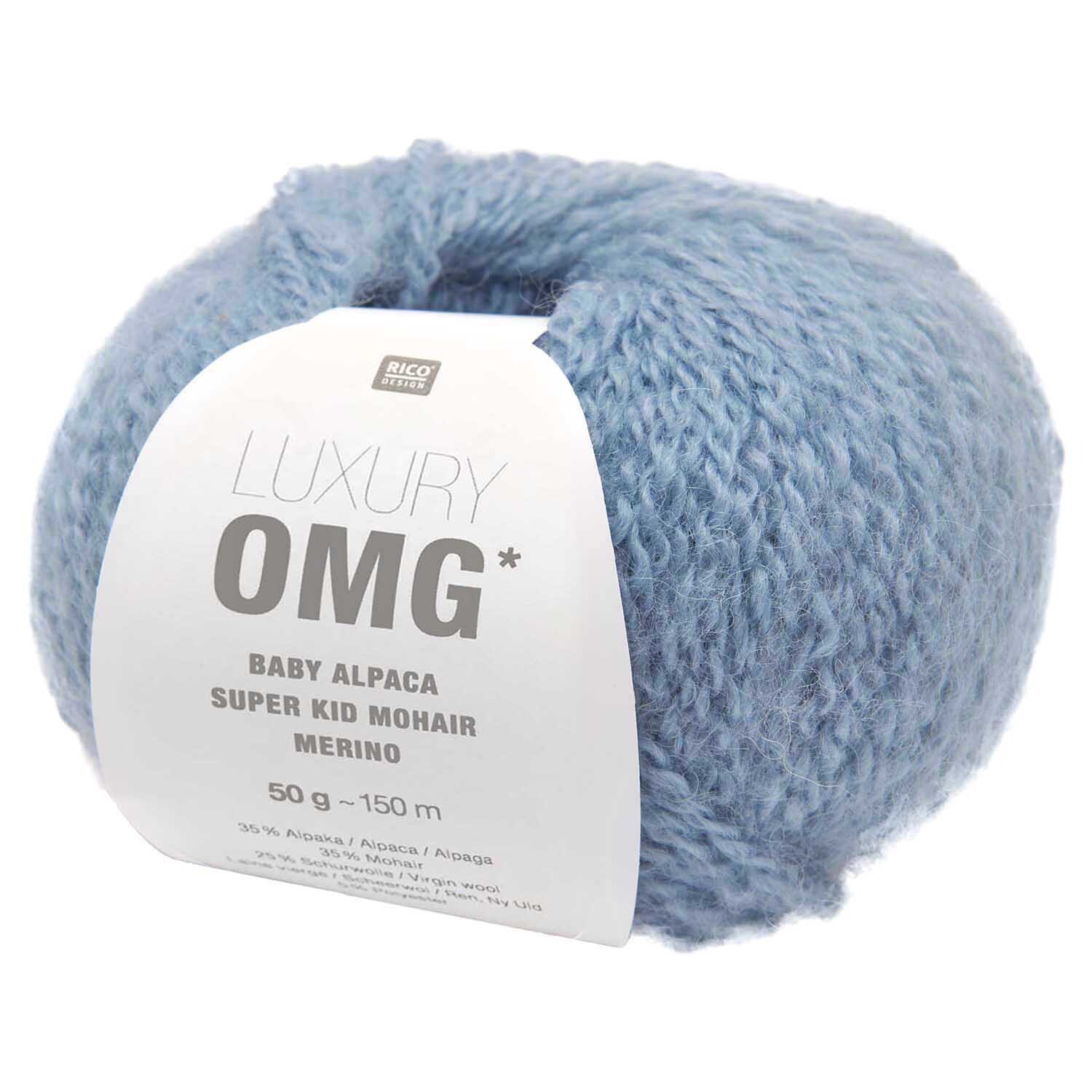 Luxury OMG Wolle in Hellblau, 50g 150m, aus Baby Alpaka, Super Kid Mohair und Merino.