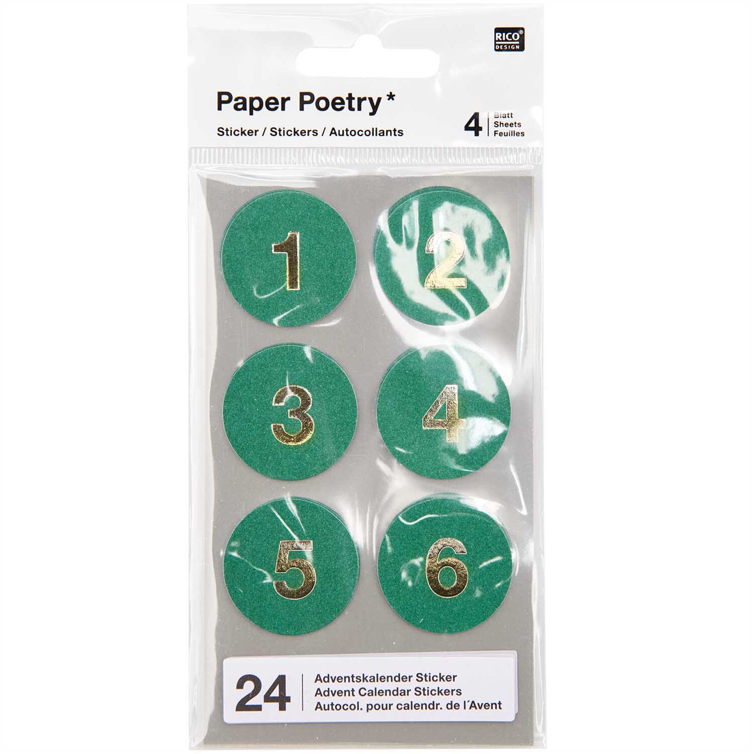 Paper Poetry Adventskalender Sticker Zahlen 1-24 Paper Poetry Adventskalender Sticker Zahlen 1-24