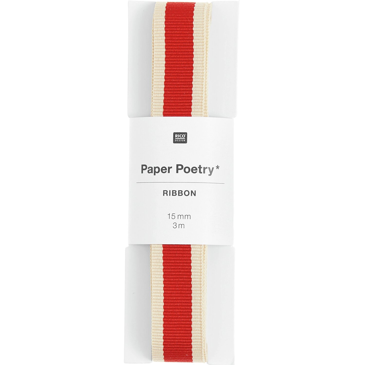 Paper Poetry Webband Duo Streifen Rot/Creme 15mmx3m von Rico Design
