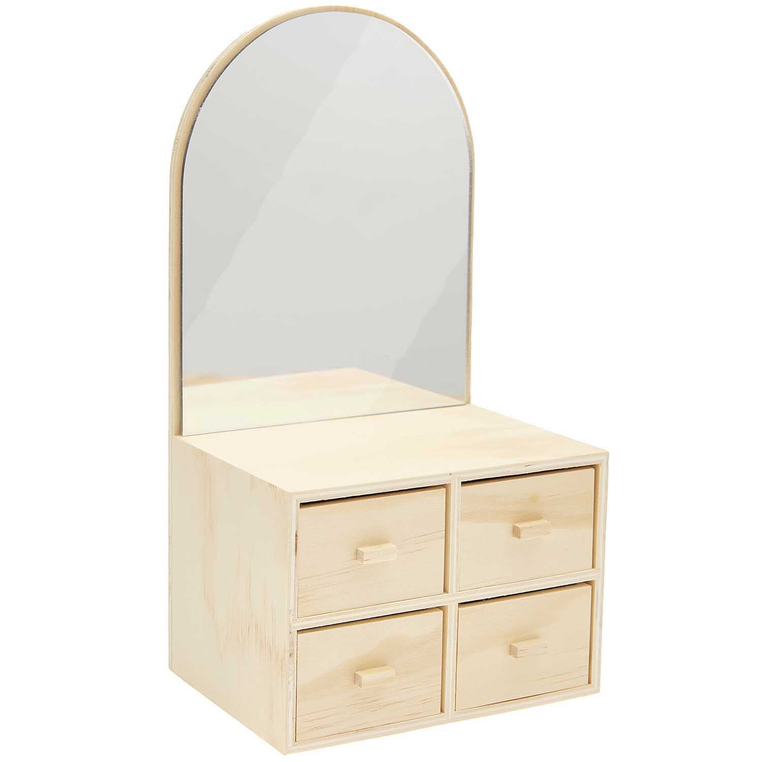 Kommode aus Holz mit Spiegel 15x11x28,5cm Kommode aus Holz mit Spiegel 15x11x28,5cm