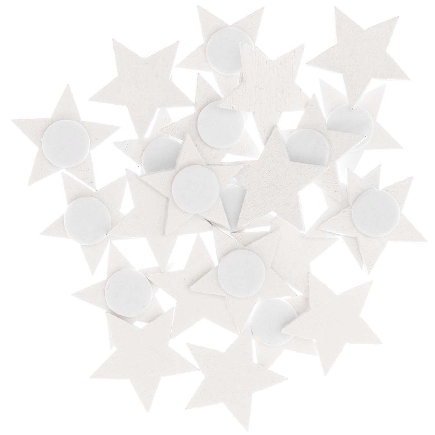 Holzsticker Sterne weiß 20x19mm 24 Stück Holzsticker Sterne weiß 20x19mm 24 Stück