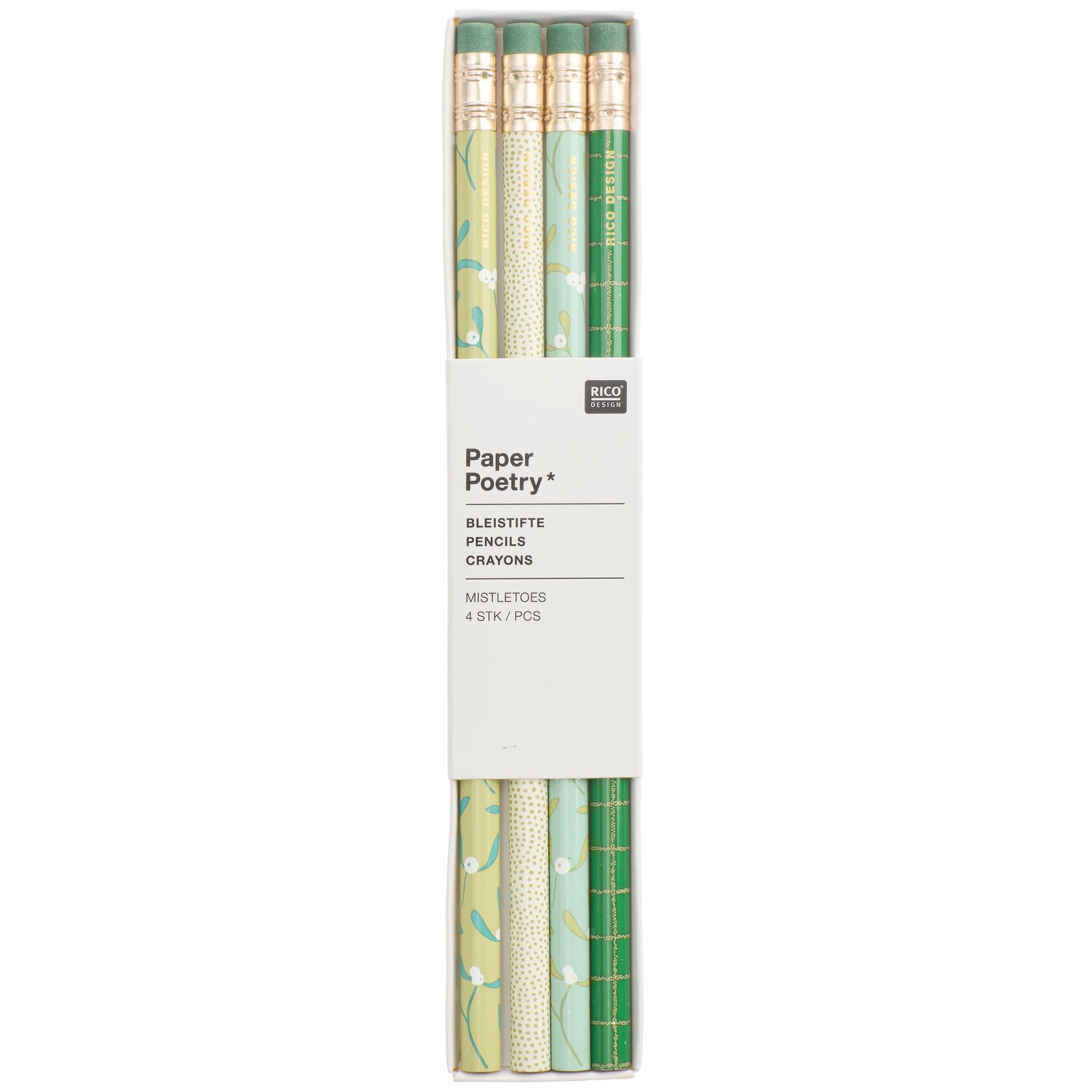Paper Poetry Bleistiftset Advent Mistelzweige 4-teilig von Rico Design