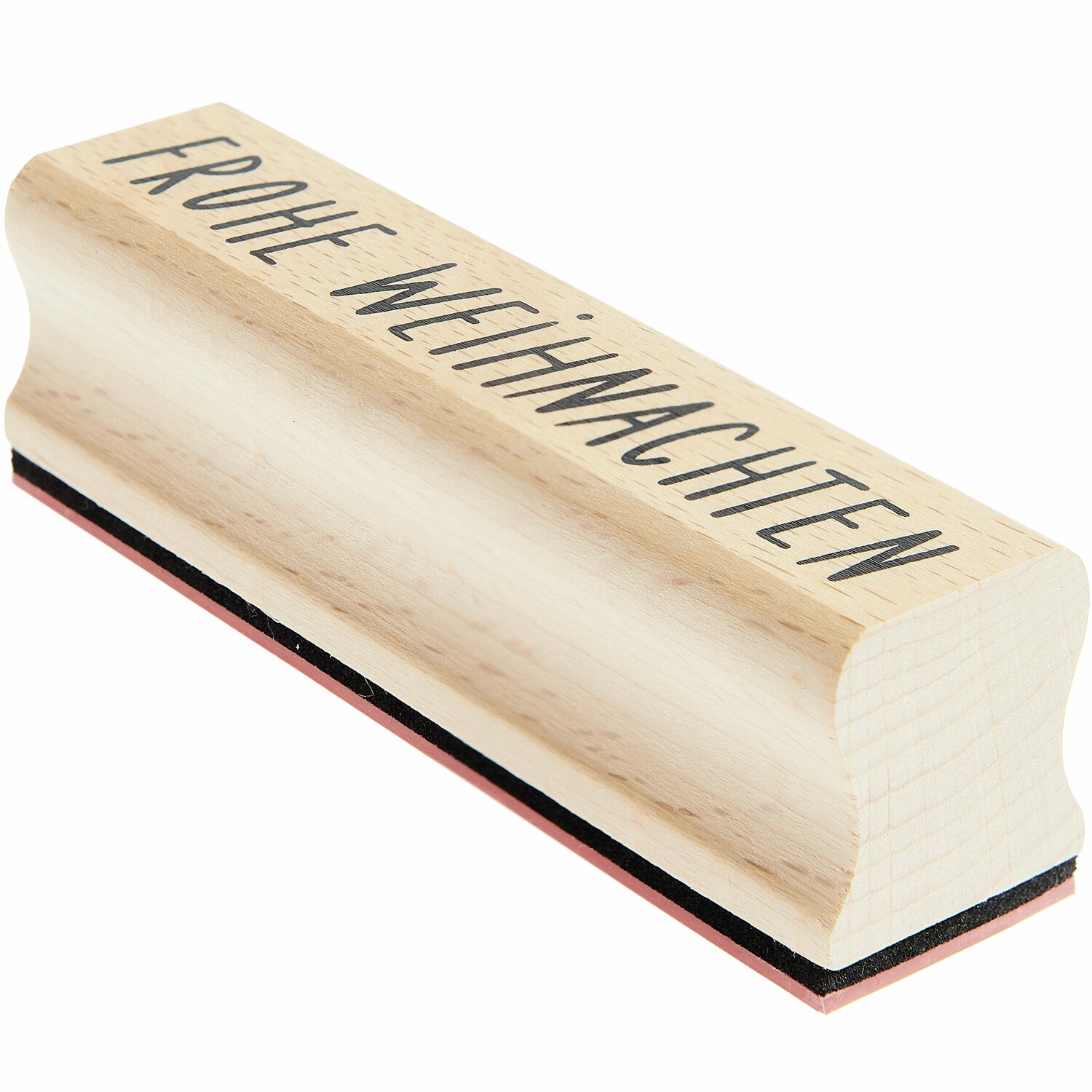 Stempel Frohe Weihnachten von Rico Design, rechteckig, aus Holz, ideal für festliche Bastelprojekte.