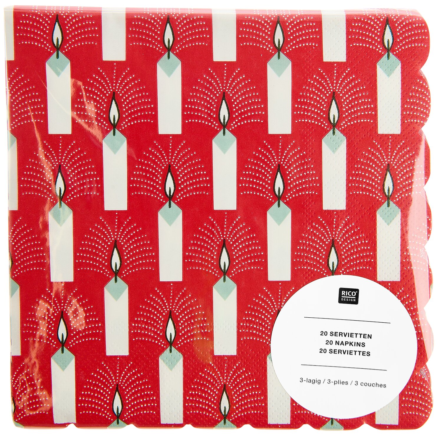 Servietten Advent Kerzenschein Rot 20 Stück 32x31,5cm von Rico Design