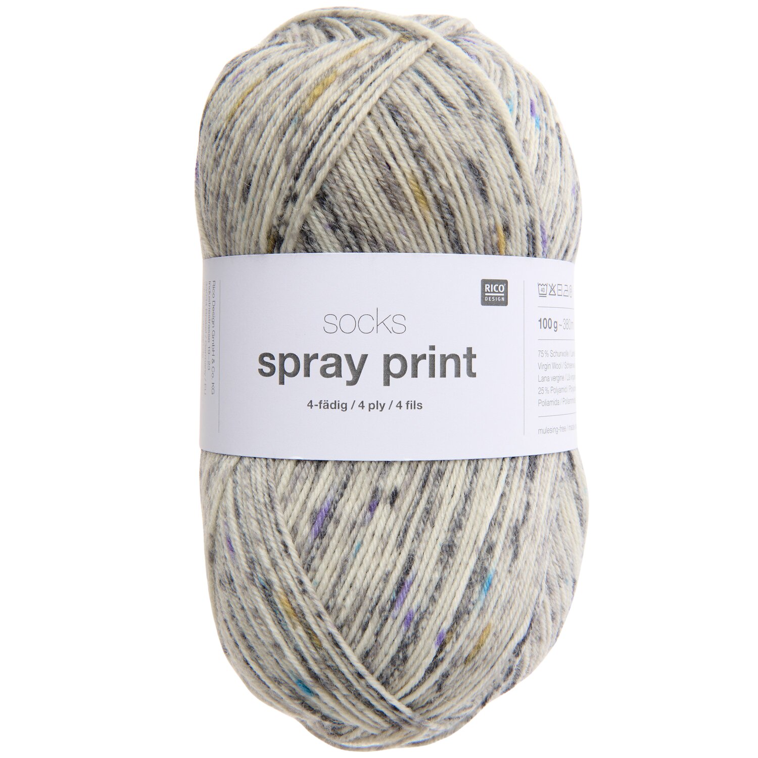 Socks Spray Print 4-fädig 100g 380m Farbe Stones von Rico Design