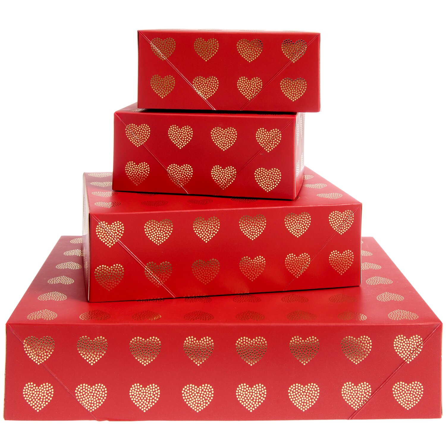 Paper Poetry Papierschachtel Set Advent Herzen Rot/Gold 4 Stück von Rico Design