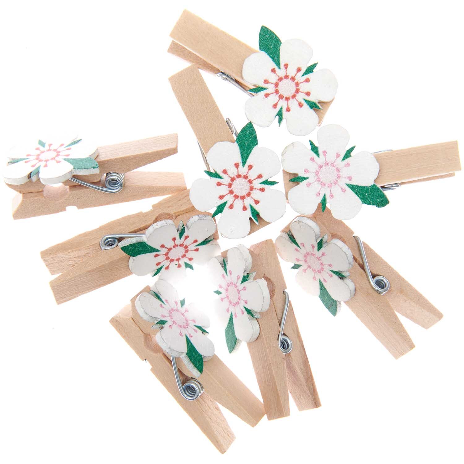 Holzklammern Erdbeerblüte 8 Stück Holzklammern Erdbeerblüte 8 Stück