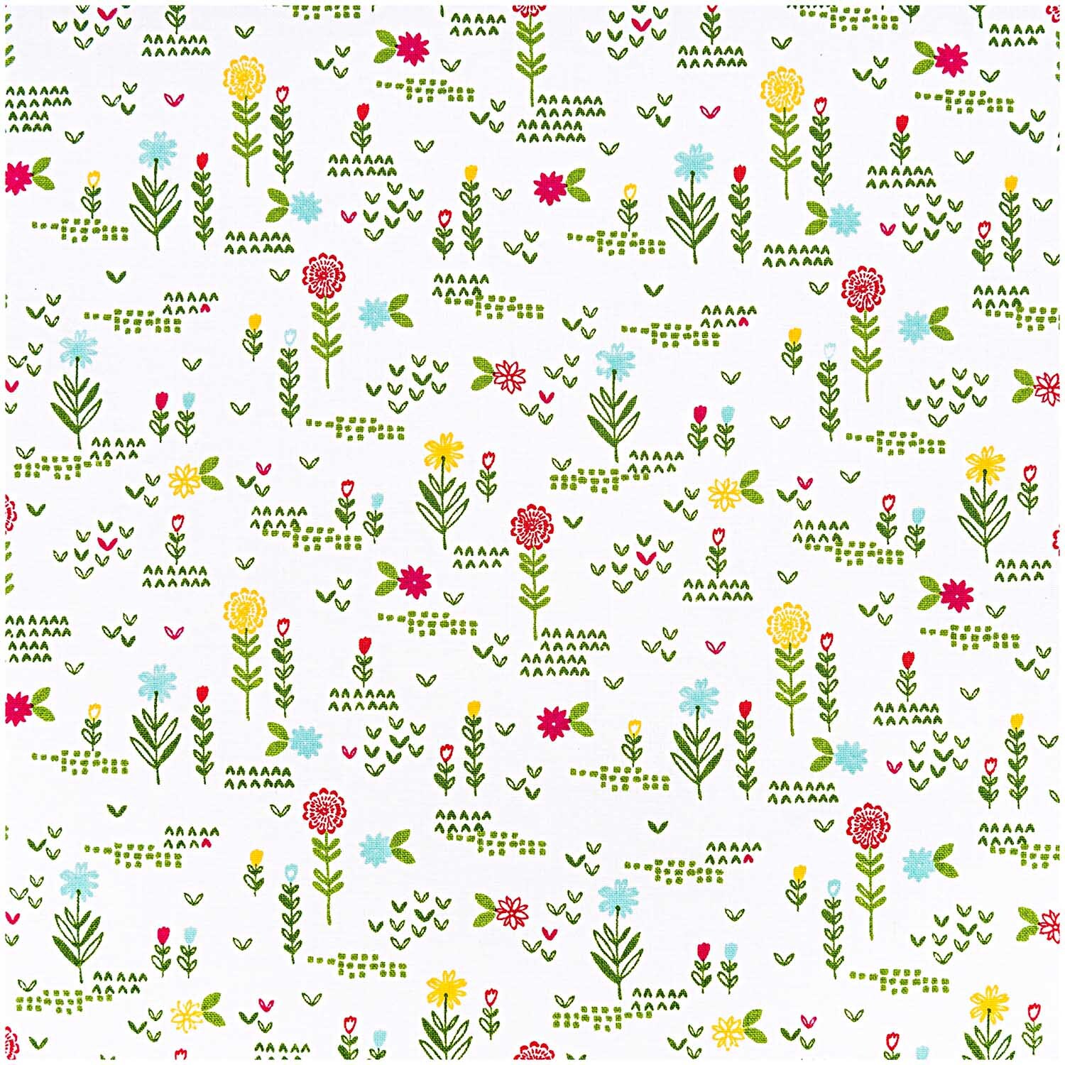 Stoff Blumenwiese weiß 140cm Stoff Blumenwiese weiß 140cm