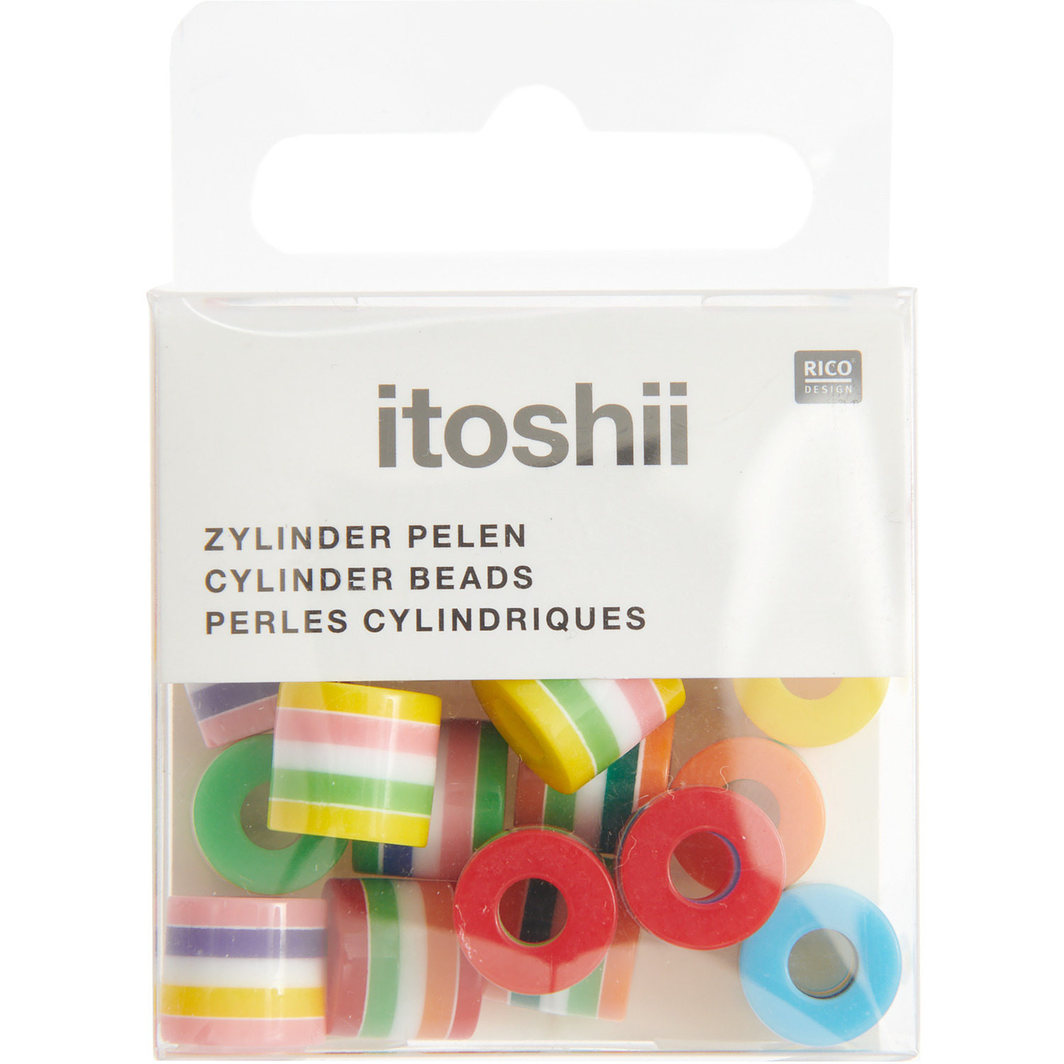 itoshii Gestreifte Zylinderperlen multicolor ca. 9x10mm 21 Stück itoshii Gestreifte Zylinderperlen multicolor ca. 9x10mm 21 Stück