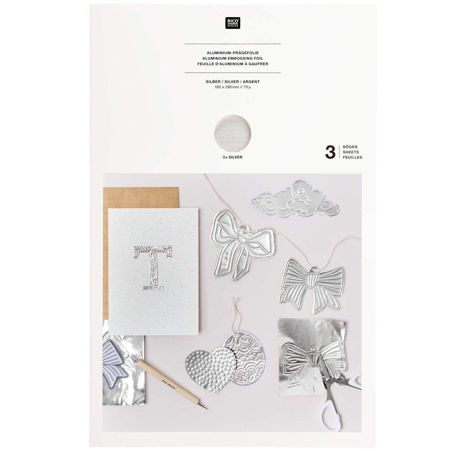 Prägefolie 3 Stück Farbe Silber von Rico Design