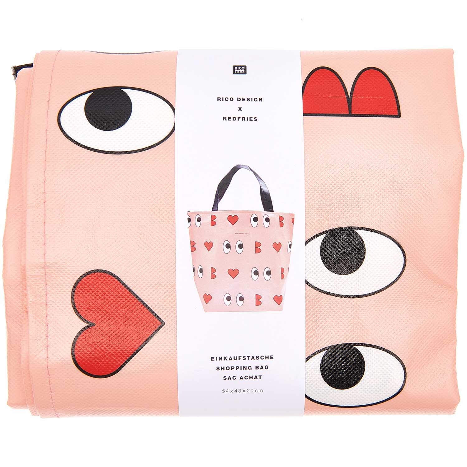 Rico Design x Redfries Shopper Liebe rosa 54x43x20cm Rico Design x Redfries Shopper Liebe rosa 54x43x20cm