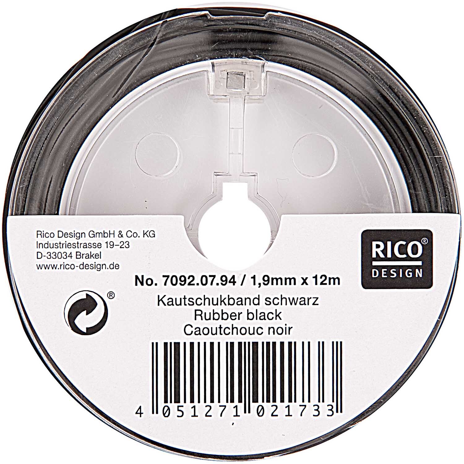 Kautschukband schwarz 1,2mm 20m