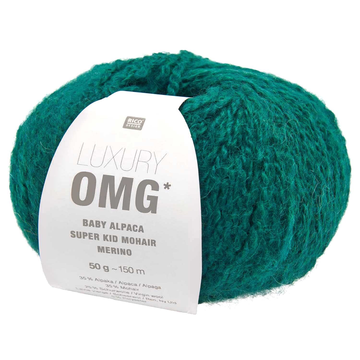 Luxury OMG Wolle in Alge von Rico Design, 50g Knäuel, ideal für Strickprojekte.