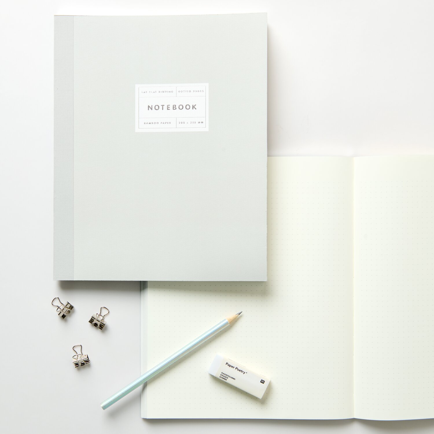 Paper Poetry Notizbuch L Silberrand Farbe Hellgrau von Rico Design