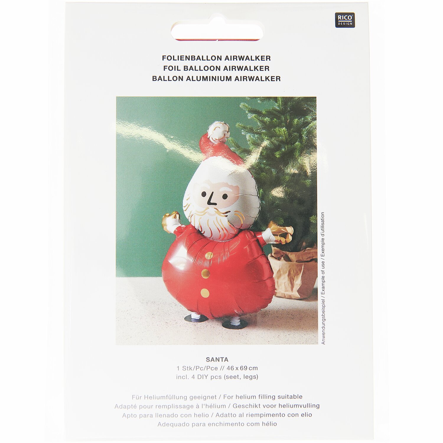 Folienballon Weihnachtsmann laufend von Rico Design